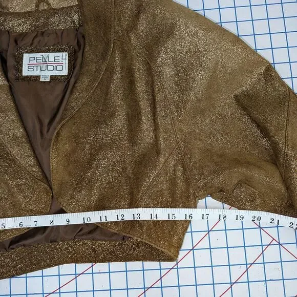 Vintage Gold Cropped Suede Jacket, Size Medium - Picture 5 of 7